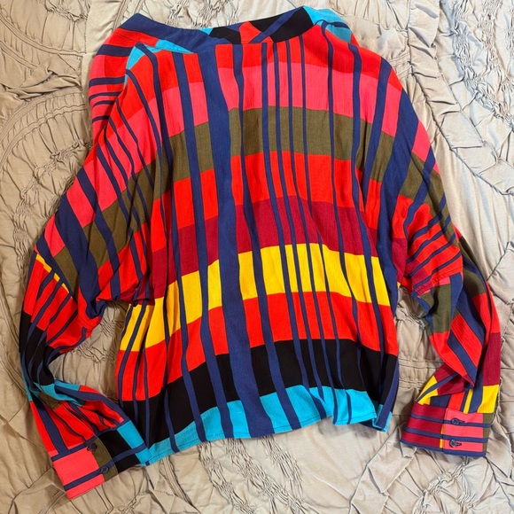 Express Multicolor Striped Button-Up Blouse - Picture 3 of 3